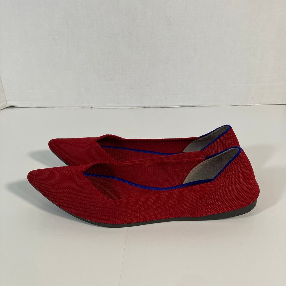 Rothy's The Point Bright Red Knit Fabric Pointed Toe Slip On Ballet Flats - Picture 2 of 16